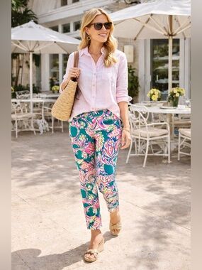 Lilly Pulitzer Kelly Skinny Ankle Pants Safari Sighted Agate Size 8 Stretch